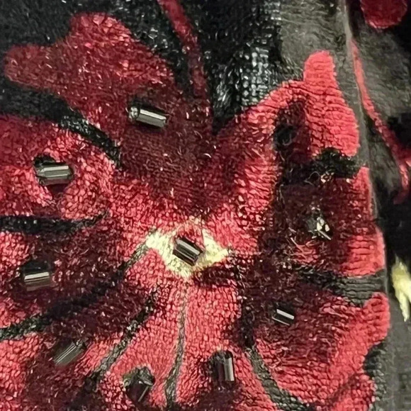 Jones New‎ York Velvet Women XL WhimsiGoth Faux Wrap Floral Beaded Witchy Blouse - Picture 5 of 12